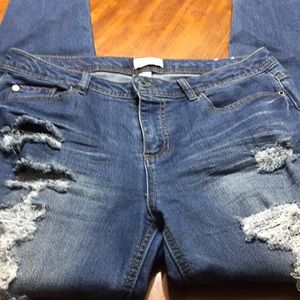 Women’s distressed jeans.
